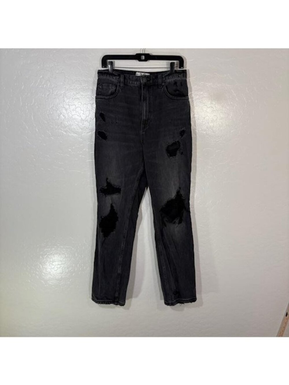 We The Free Jeans Womens 30 Charcoal Wash High Rise Mom Distressed 30x31.5